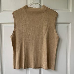 Gold Shimmery Sleeveless Knit Top sz XL